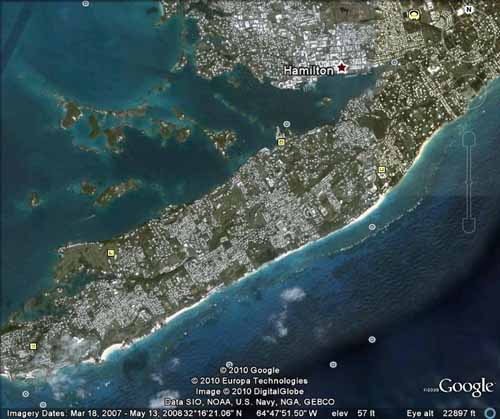 Bermuda Satellite Map South Shore Beaches